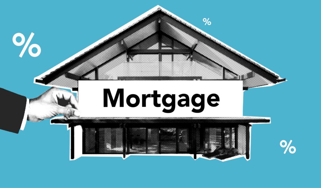 Graphic image of a home with mortgage written on it, adjustable-rate mortgage is a common type of home loan in Northern Virginia real estate.