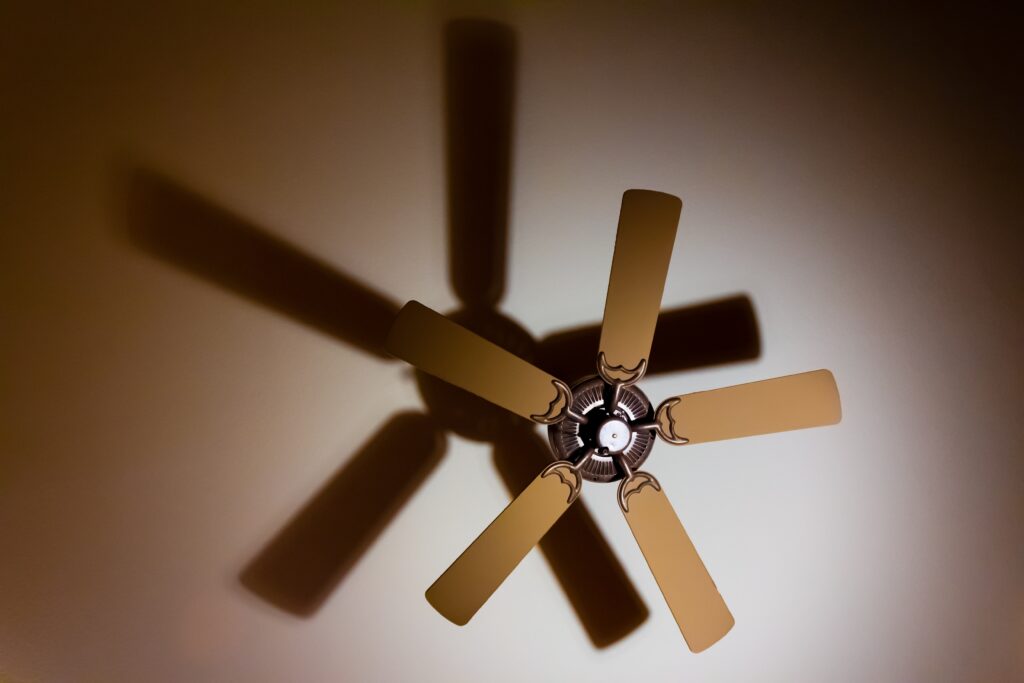 Reverse ceiling fans to stay warm