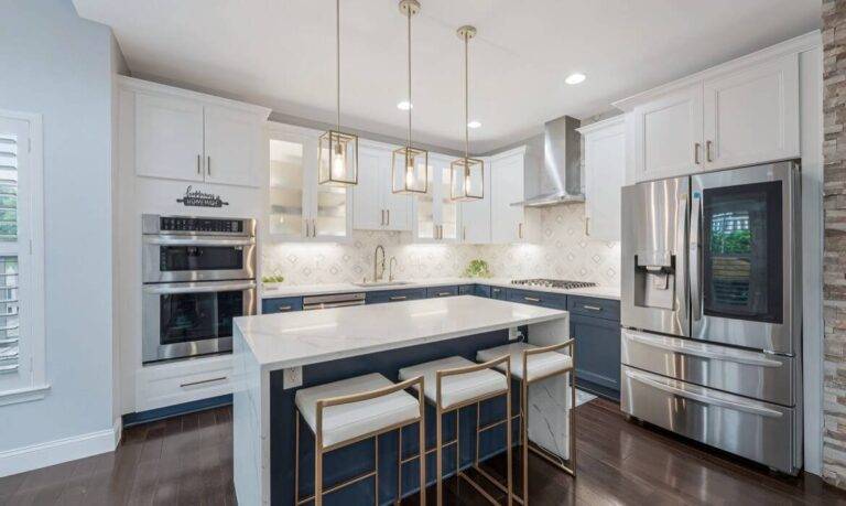 Designer kitchen in an Ashburn luxury real estate listing for sale by top local buyer and listing agents Jean Garrell Group