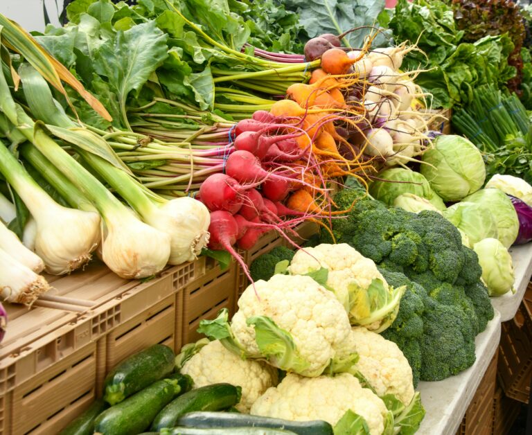 Fresh vegetables at a farmers market near Purcellville Virginia
