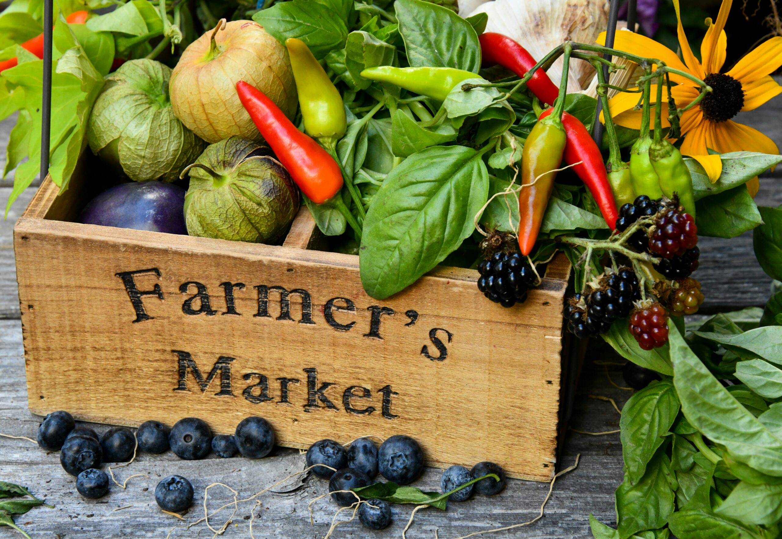 Fresh produce at a Purcellville farmers market in Loudoun County Virginia