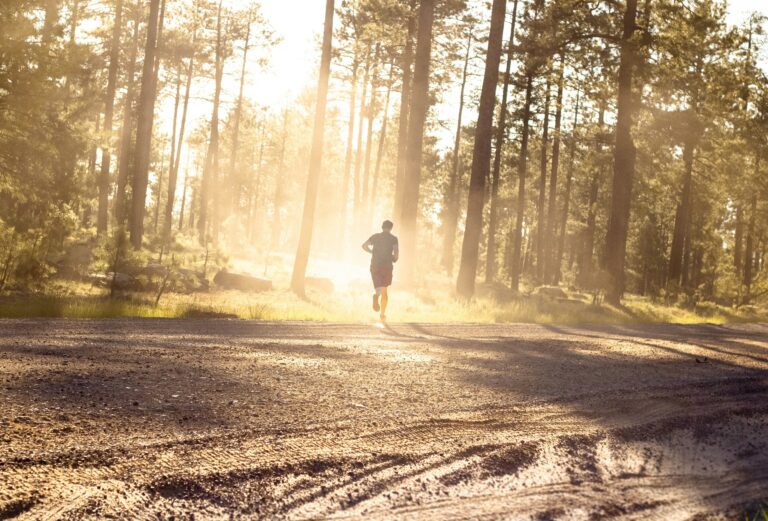 A person on a wooded trail representing running trails and outdoor recreation in Ashburn, Virginia